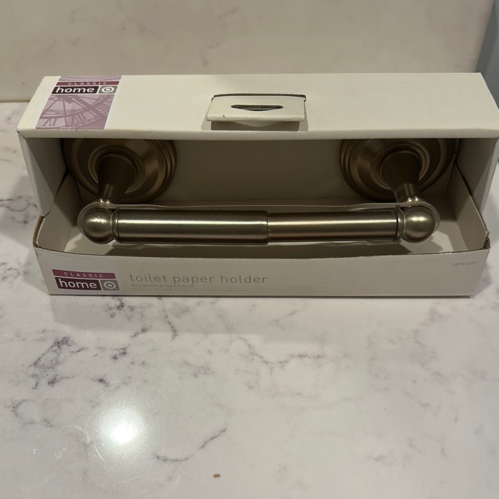 Classic Home Toilet Paper Holder in Brushed Brass